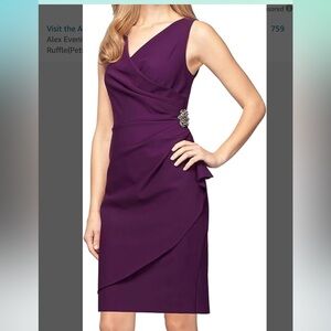 Alex Evenings Short Sleelvess Compression Dress with Hip Embellishment